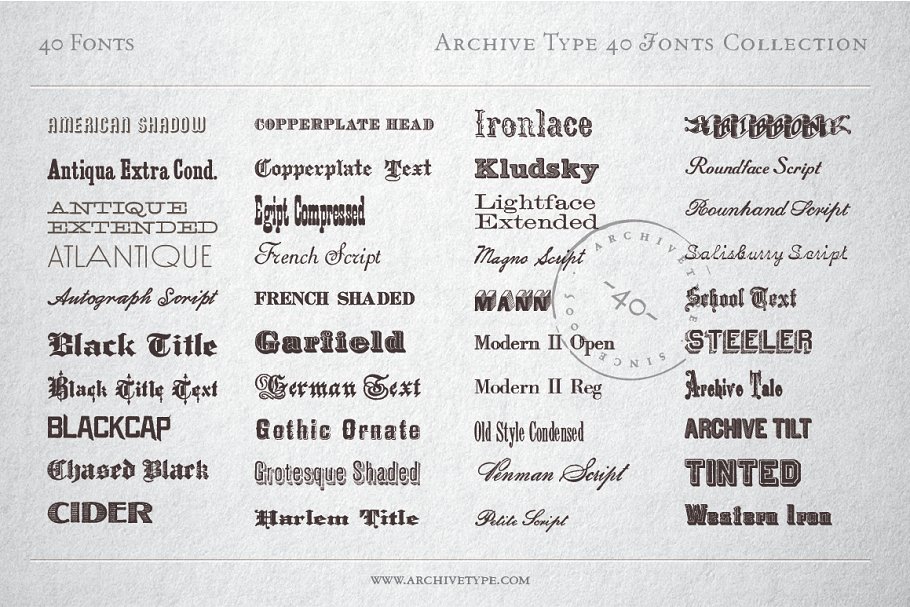 40 Archive Fonts Collection Free Download