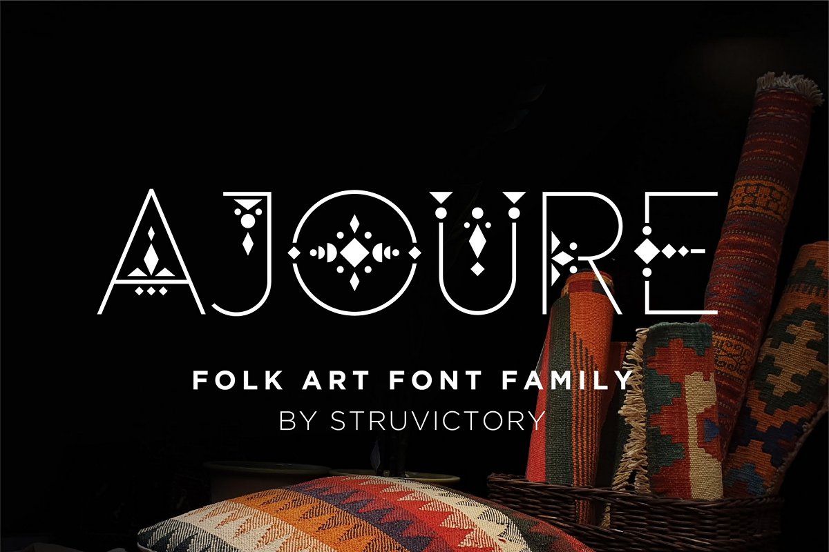Ajoure Folk Art Logo Family Font