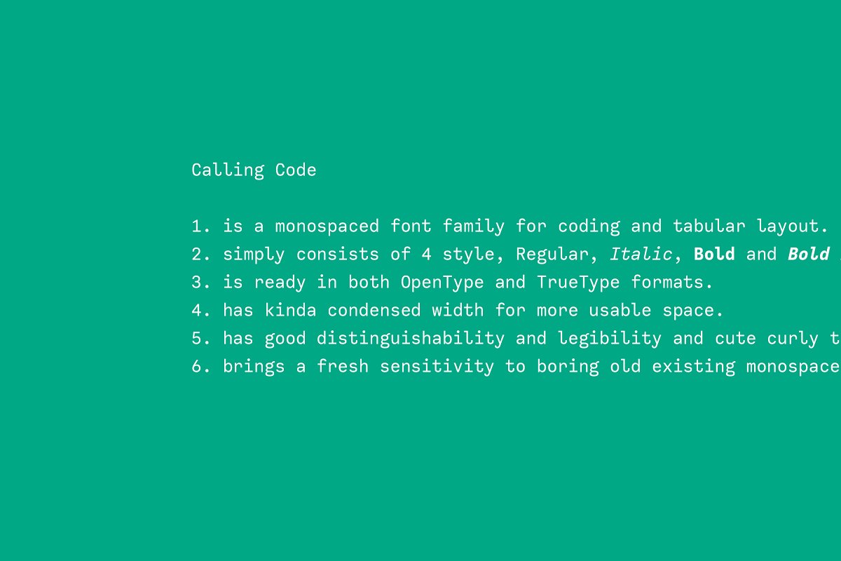 Calling Code Font Free Download