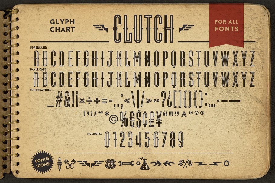 Clutch Family BONUS Icons Font