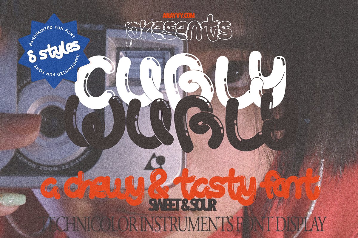 Curly Wurly Retro Display Bubble Font