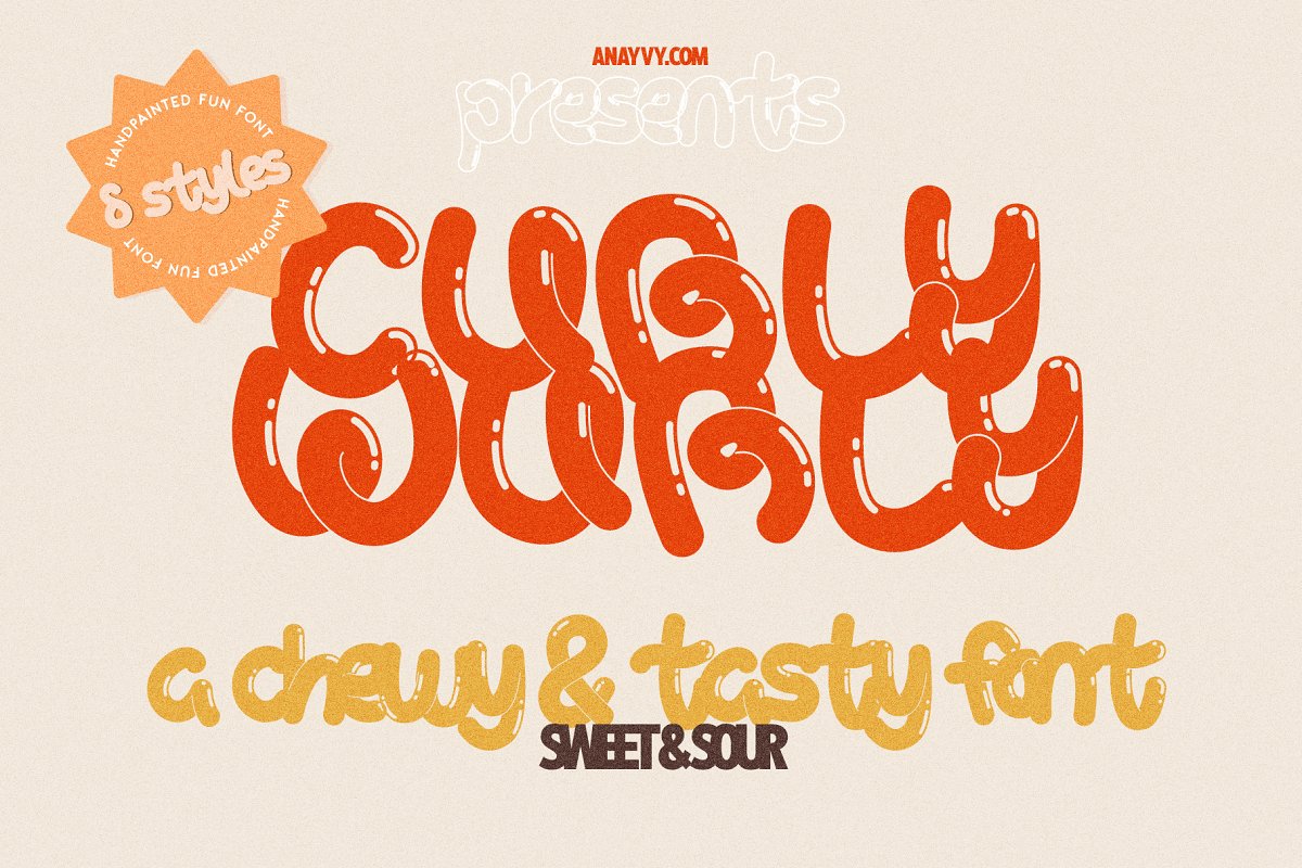 Curly Wurly Retro Display Bubble Font
