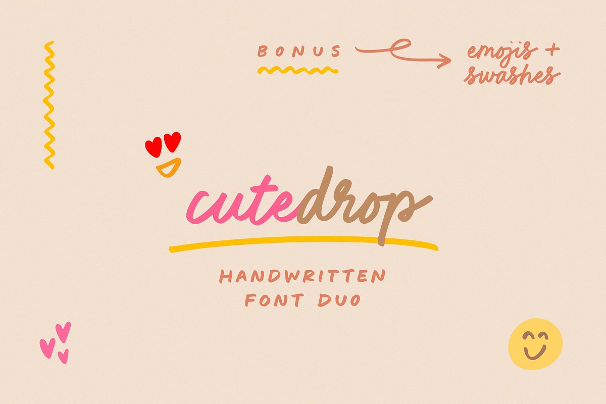CuteDrop handwritten font duo & more Free Download