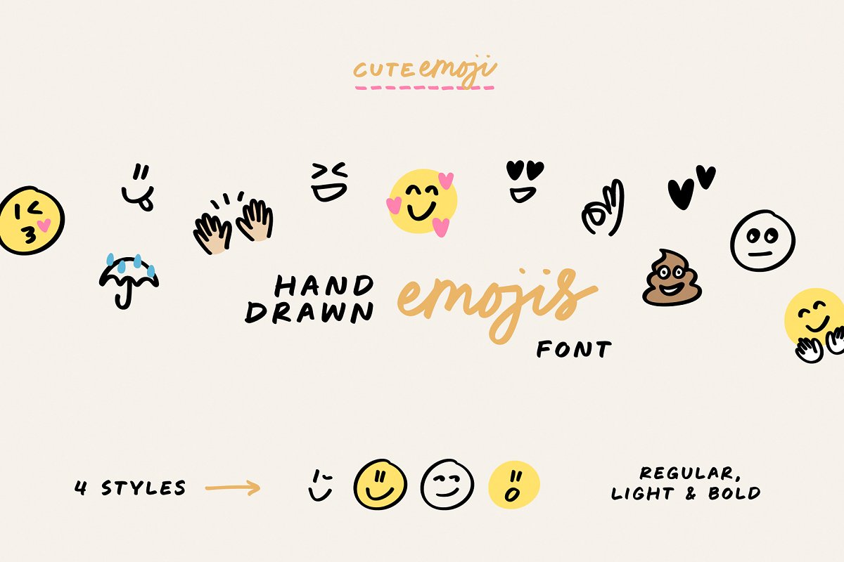 CuteEmoji hand drawn emojis font Graphic Free Download