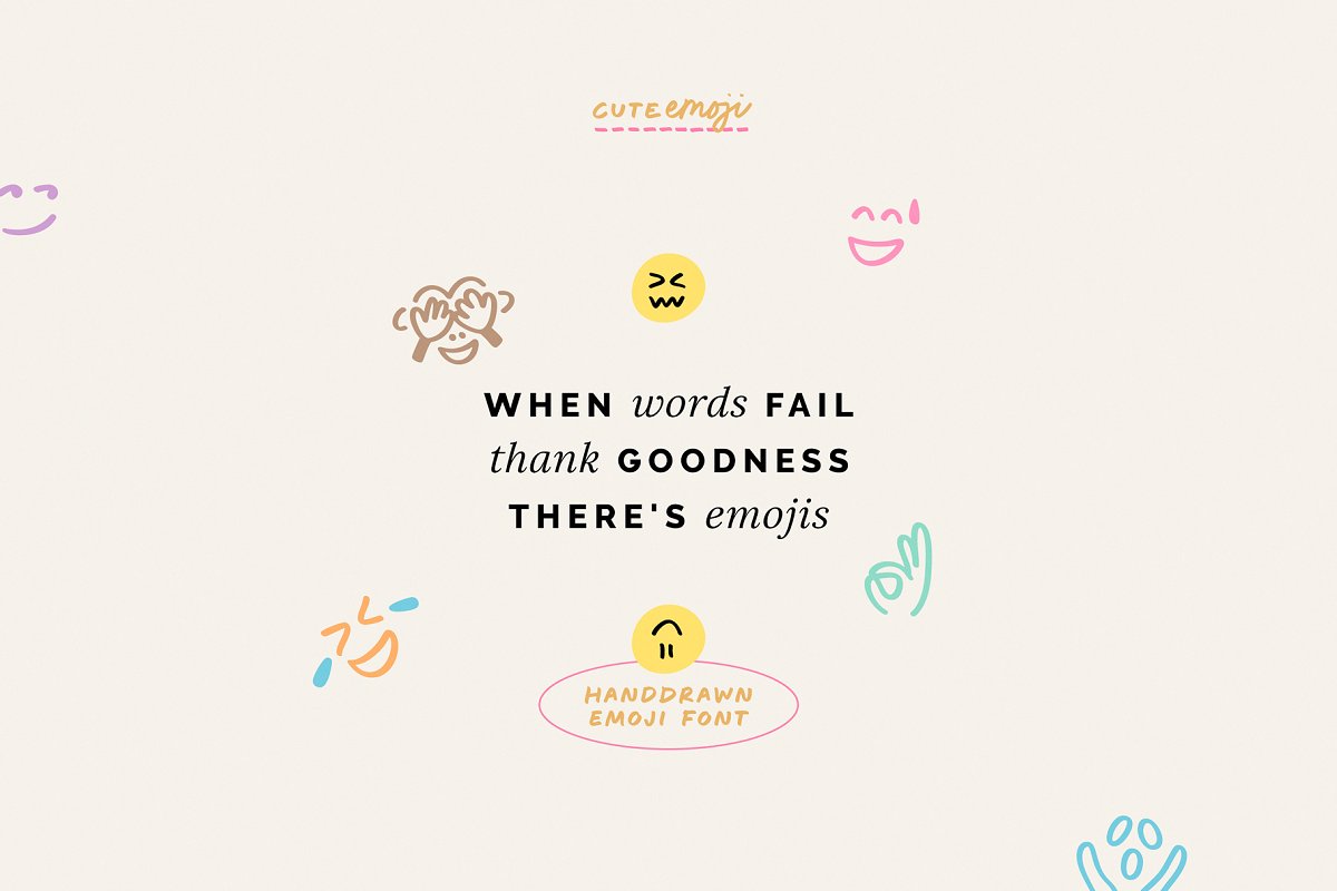 CuteEmoji hand drawn emojis font Graphic Free Download