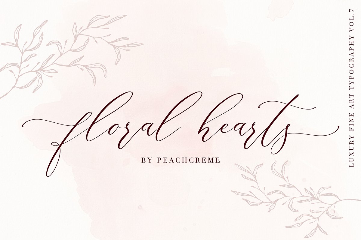 Floral Hearts Luxury Script Font