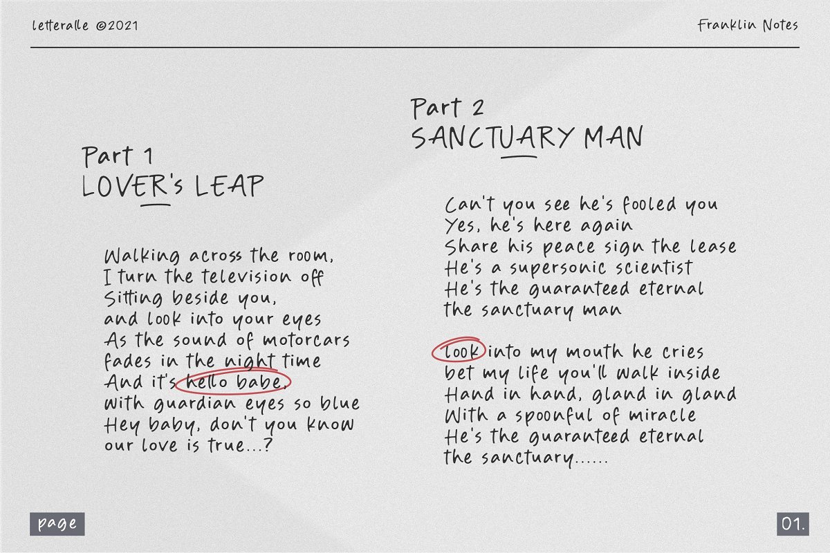 Franklin Notes Handwritten Font Free Download