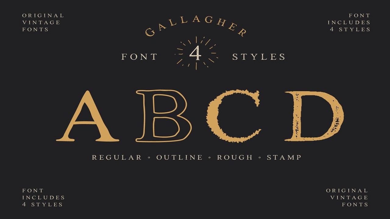 Gallagher Vintage Serif Typeface Font