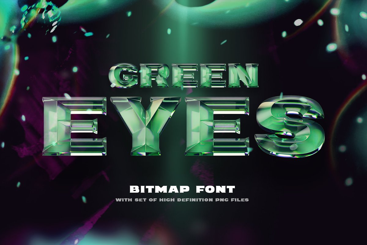 Green Eyes   Bitmap Color Font Graphic Free Download