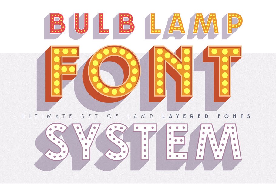 Layered set D Bulb lamp Font