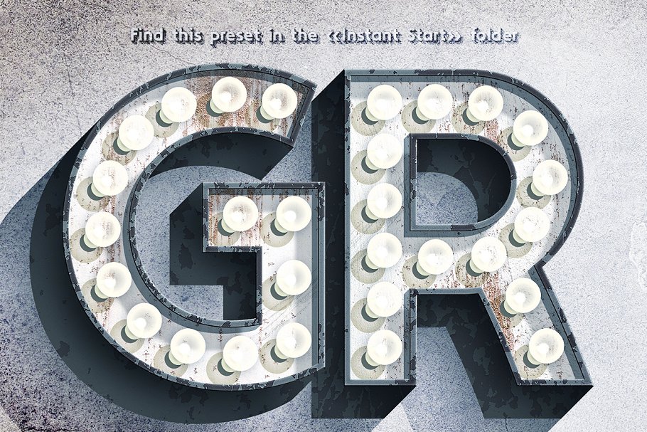 Layered set D Bulb lamp Font