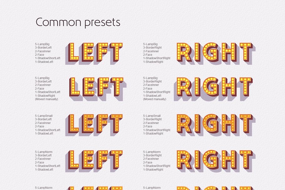 Layered set D Bulb lamp Font