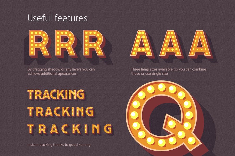 Layered set D Bulb lamp Font