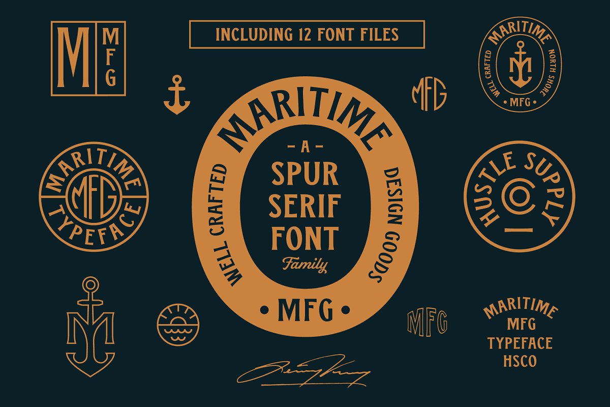 Maritime MFG A Spur Serif Typeface Font