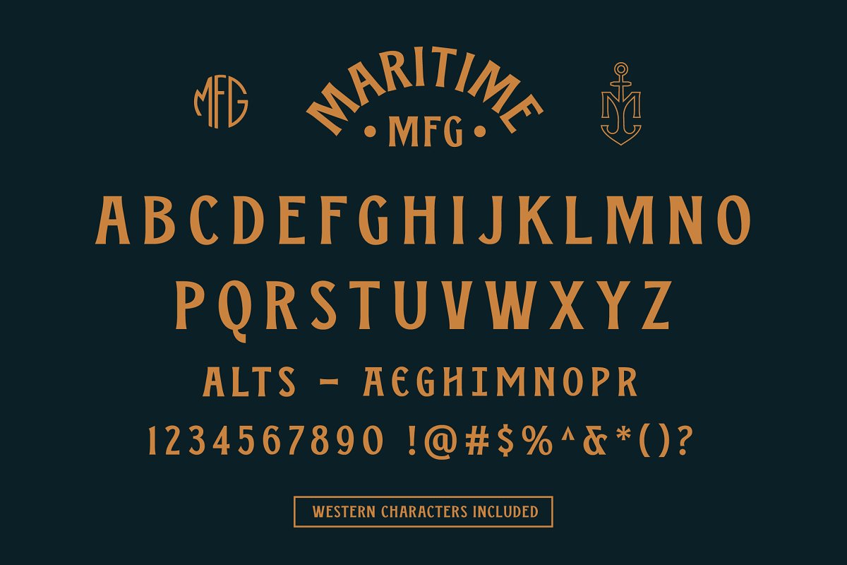 Maritime MFG A Spur Serif Typeface Font