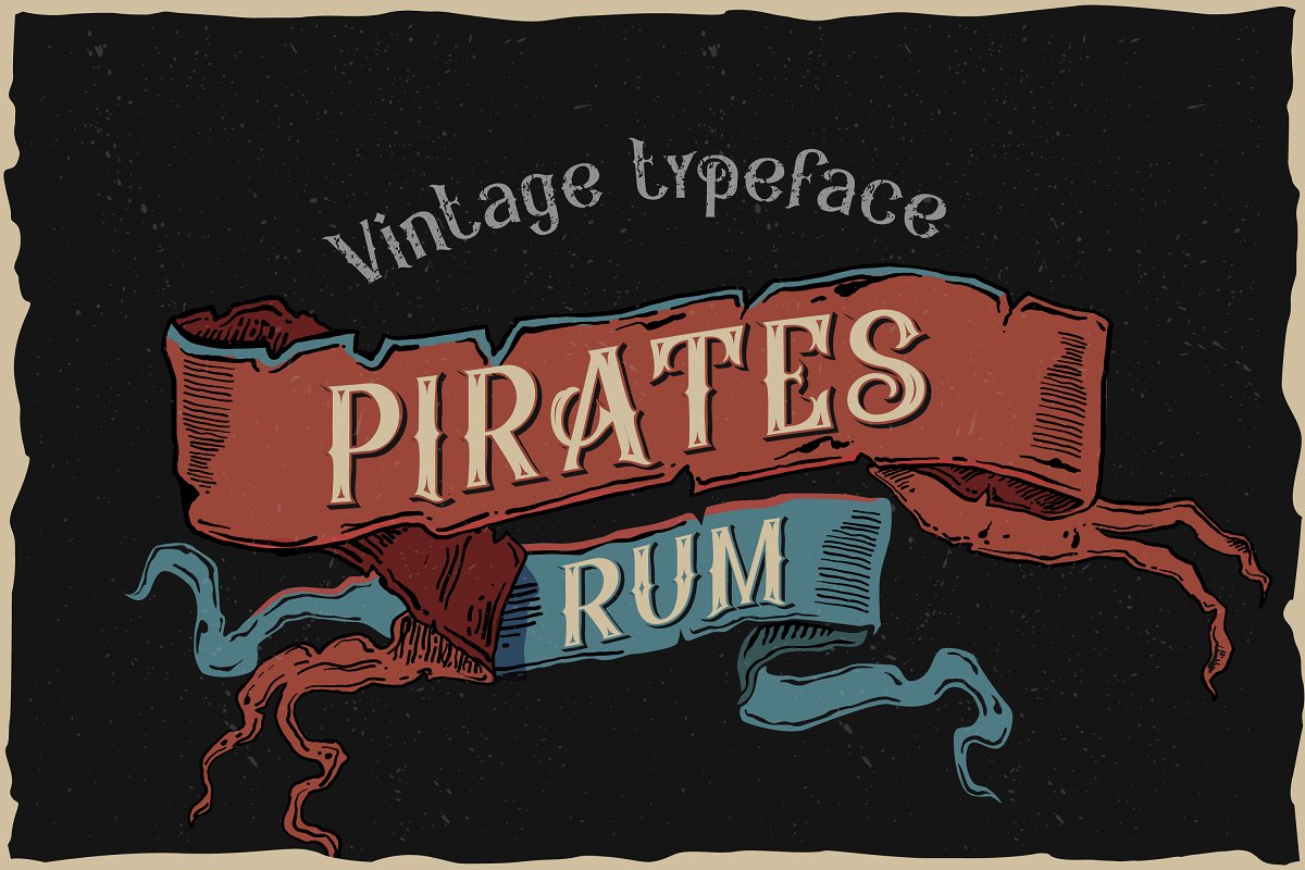 Pirates rum vintage typeface Graphic Free Download