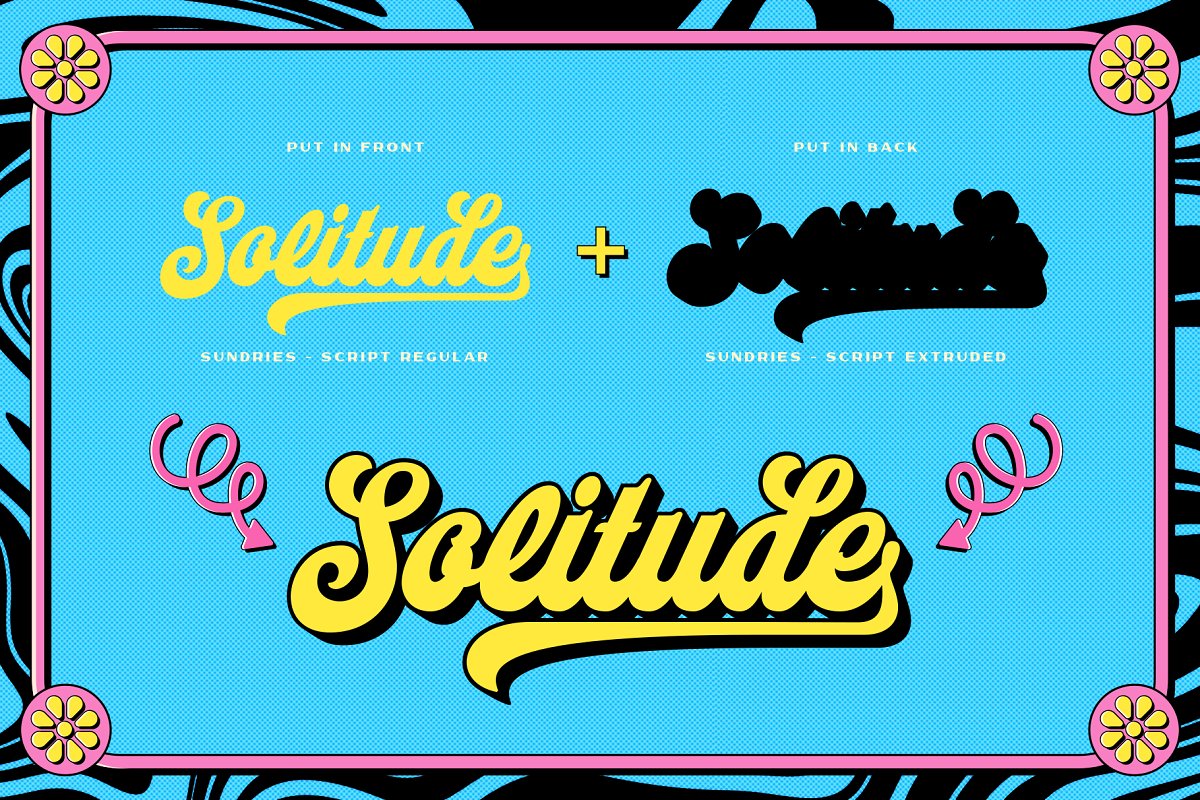 Sundries Bold Script with Extruded Font