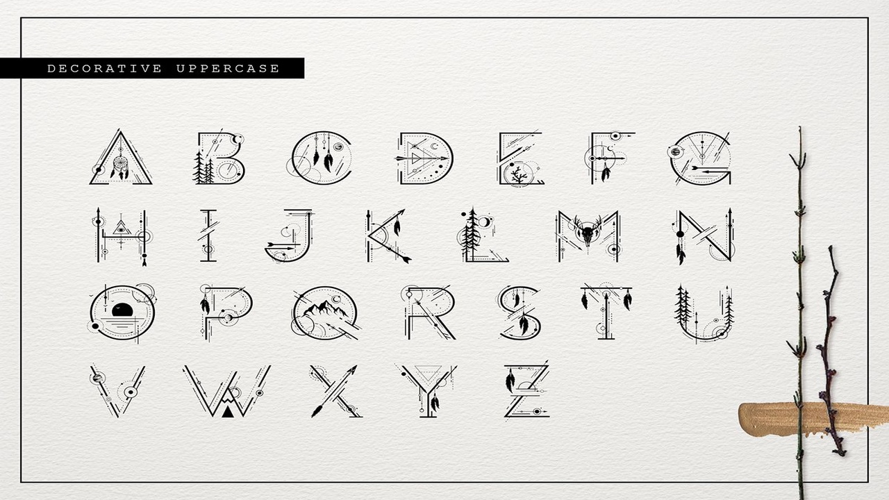 Totem Mystical Line Art Style Font