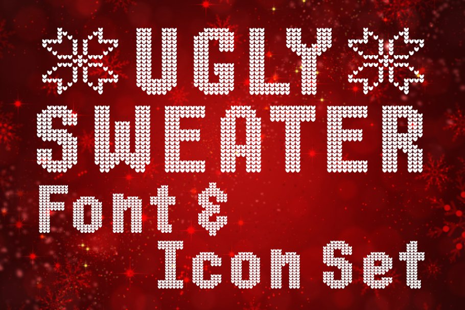 Ugly Sweater Font & Icon Set Graphic Free Download