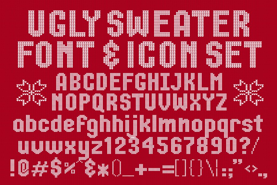 Ugly Sweater Font & Icon Set Graphic Free Download