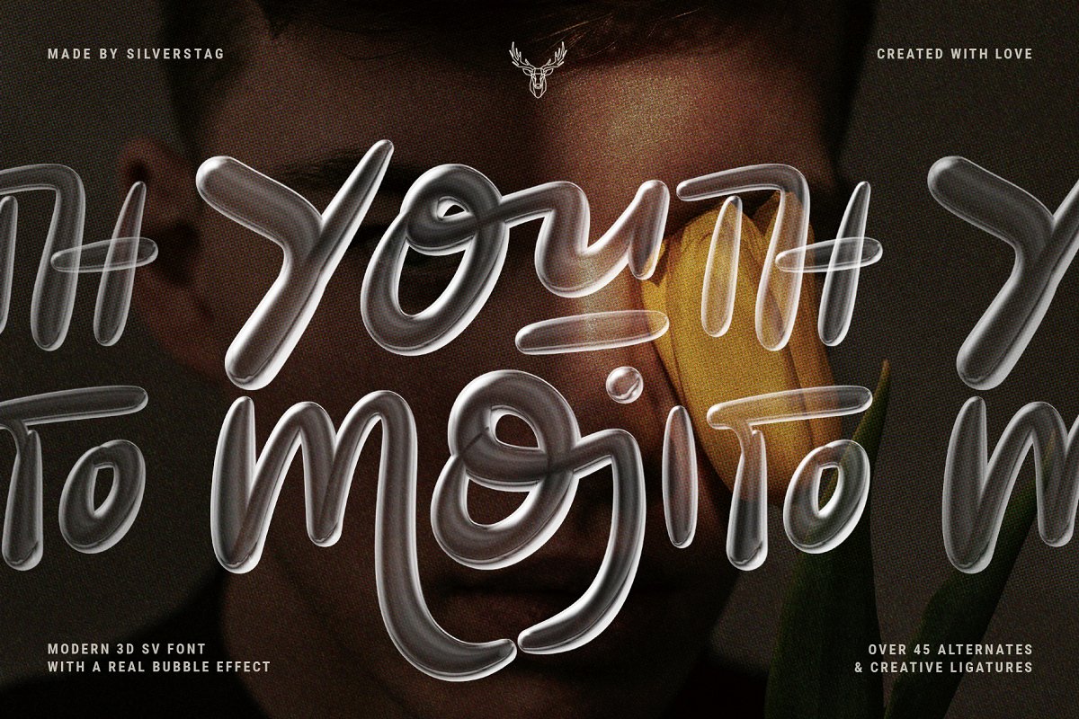YOUTH MOJITO A D Bubbly SVG Font